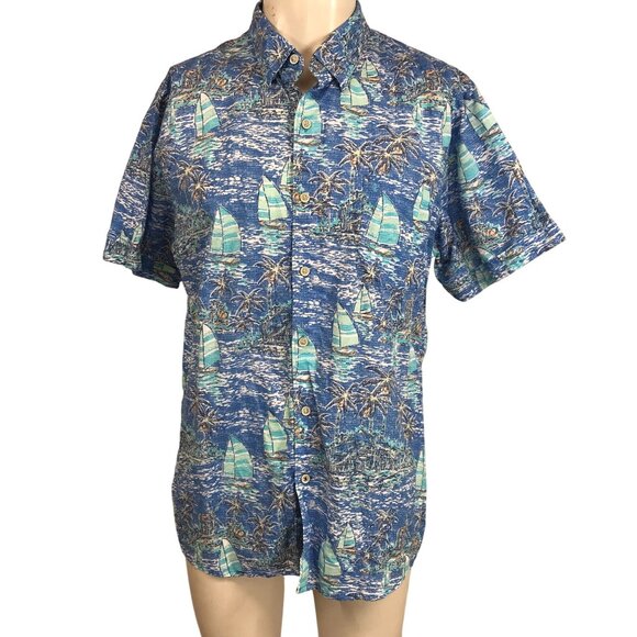 IZOD- MEN'S XL -BLUE SHORT SLEEVE BUTTON UP COTTON SHIRT W/ POCKET - Picture 1 of 8